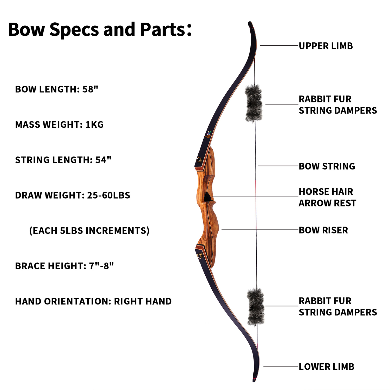 Sanlida Eagle X9 58’’ Hunting Recurve Bow and Arrow Kit - Pilt 3