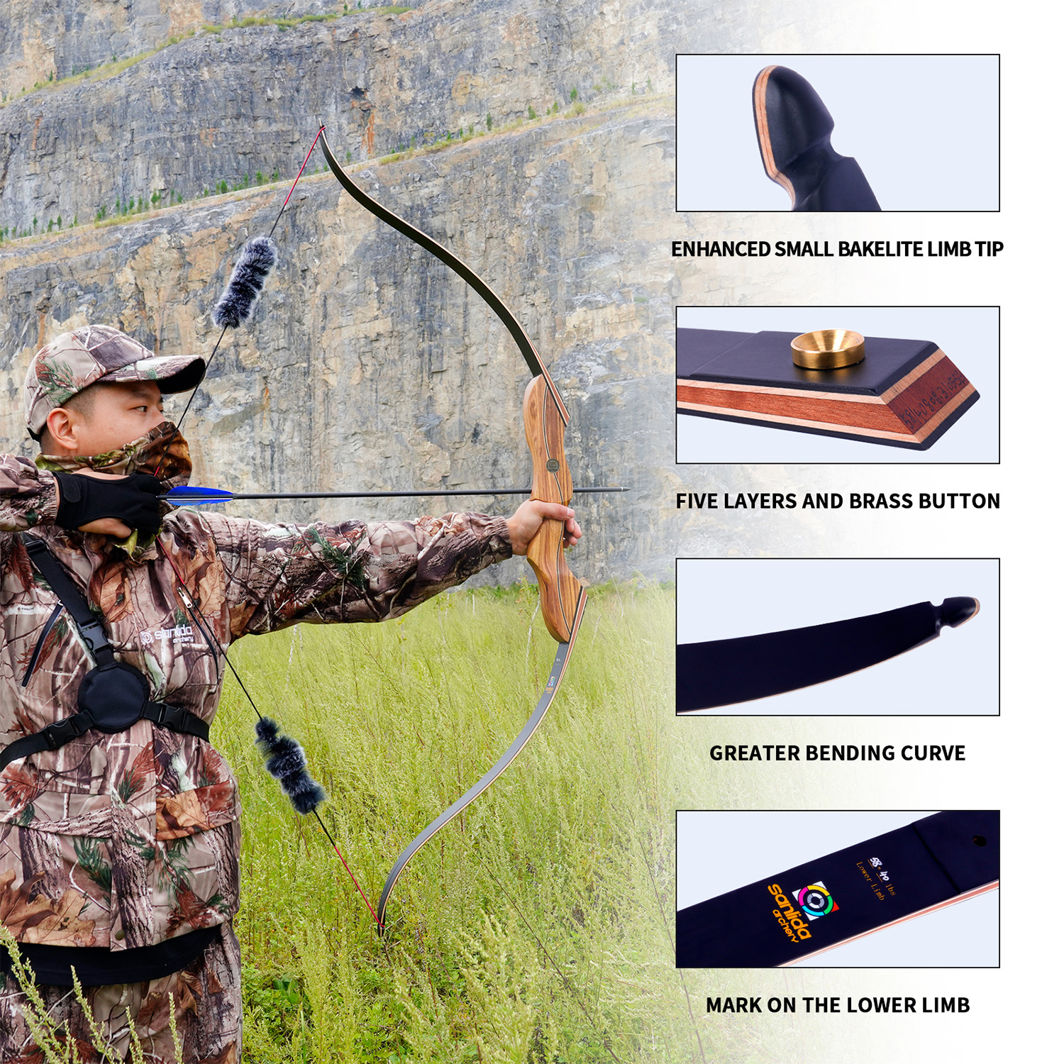 Sanlida Eagle X9 58’’ Hunting Recurve Bow and Arrow Kit - Pilt 5