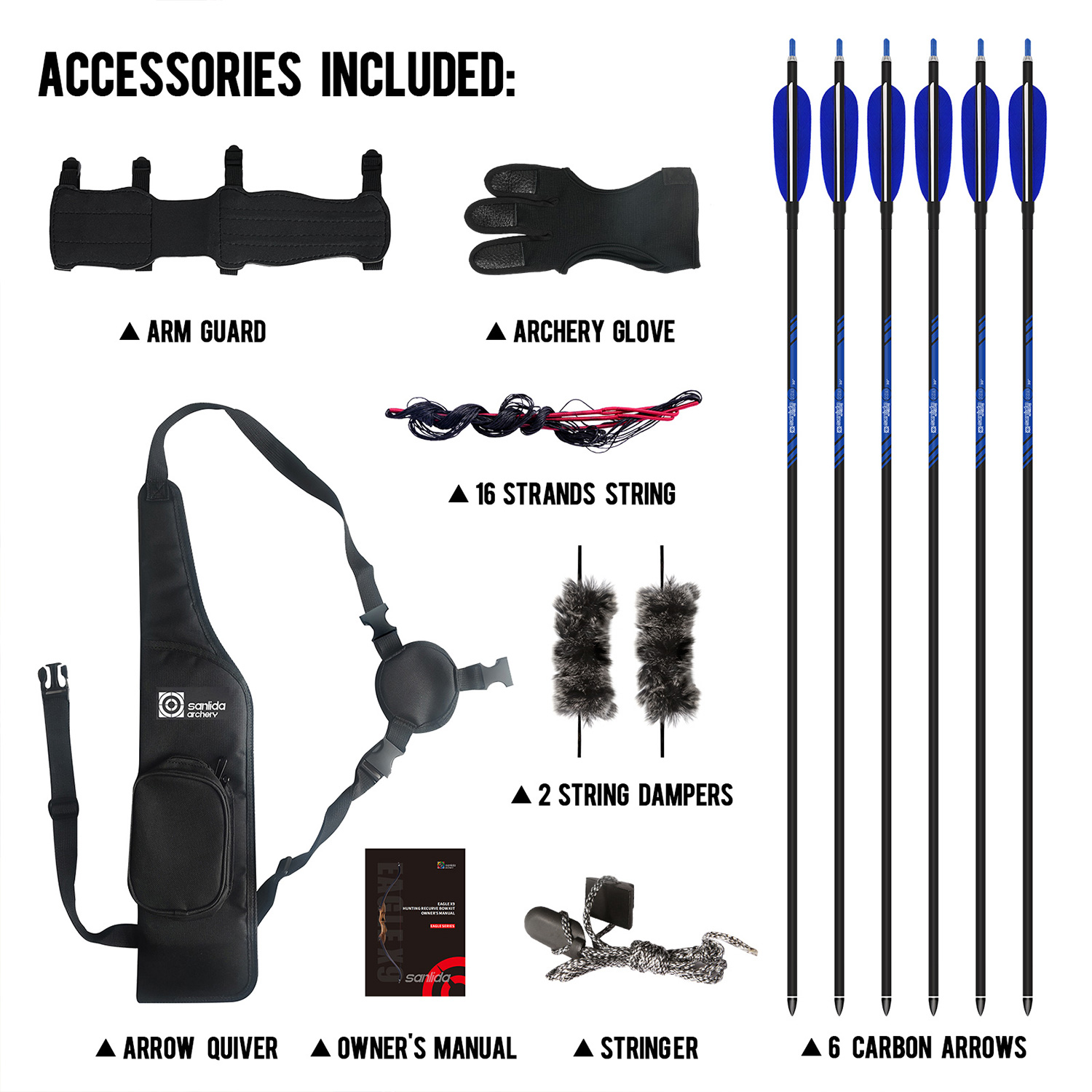 Sanlida Eagle X9 58’’ Hunting Recurve Bow and Arrow Kit - Pilt 2